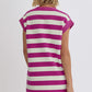 Rose Stripe Cap Sleeve Pocketed Shift T-shirt Dress