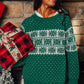 Green Christmas Snowflake Dotted Print Round Neck Sweater