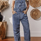 Sail Blue Denim Bib Straight Leg Jumpsuit with Pockets