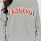 Gray THANKSFUL Shiny Letter Printed Graphic Sweatshirt