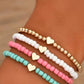 Pink Heart Beaded Multi Layered Bracelet Set