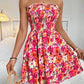 Floral Print Bandeau Shirred Dress