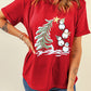 Red Christmas Tree Snowman Printed Crewneck T Shirt