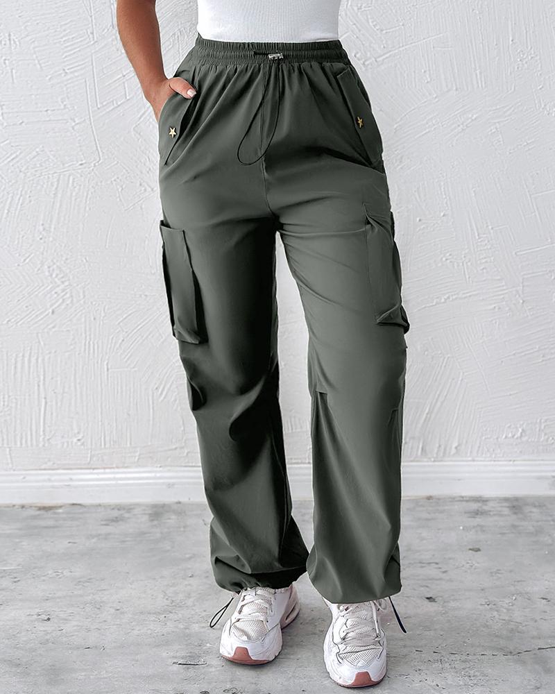 Drawstring Pocket Design Cargo Pants