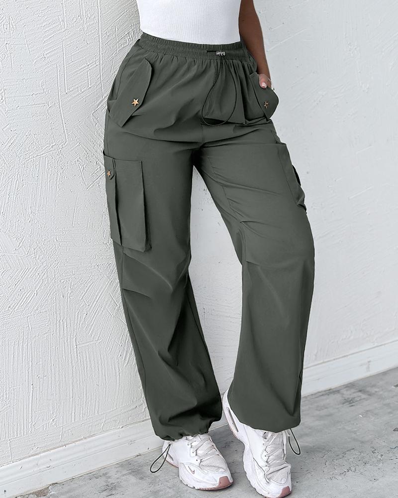 Drawstring Pocket Design Cargo Pants