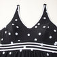 Black Polka Dot/Colorblock Trim V Neck Plus Size Swim Dress