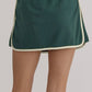 Evergreen Color Contrast Loose Pullover and Lace-up Waist Skort Set