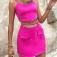 Beaded Cami Top & Pocket Design Skirt Set