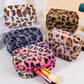 Peach Blossom Leopard Print Zipper Plush Cosmetic Bag