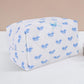 Sky Blue Bow Knot Quilted Zipper Makeup Bag