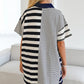 Black Stripe Half Placket Polo T Shirt Dress