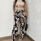 Abstract Print Crop Top & Pocket Design Pants Set