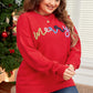 Fiery Red Tinsel merry Pattern Drop Shoulder Plus Size Sweater