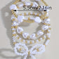 White Bow Knot Heart Shape Faux Pearl Beaded Bracelet Set