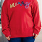 Fiery Red Tinsel merry Pattern Drop Shoulder Plus Size Sweater