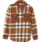 Brown Pocketed Buttoned Plaid Shirt Jacket