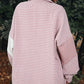 Pink Houndstooth Color Contrast Textured Patchwork Loose Shacket