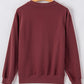 Burgundy Plain Drop Shoulder Crewneck Pullover Sweatshirt