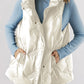 White Quilted High Neck Zip Up Jacket Vest