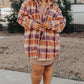 Multicolour Plus Size Plaid Print Collared Button up Jacket