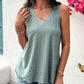 V Neck Sleeveless Thick Strap Hollow out Knit Tank Casual Top