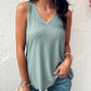 V Neck Sleeveless Thick Strap Hollow out Knit Tank Casual Top