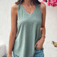 V Neck Sleeveless Thick Strap Hollow out Knit Tank Casual Top