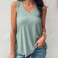 V Neck Sleeveless Thick Strap Hollow out Knit Tank Casual Top