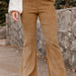 Grapefruit Orange Checkered Corduroy Flare High Waist Pants