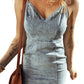 Beau Blue Sleeveless V Neck Back Zipped Denim Dress