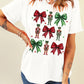 White Bowknot Nutcracker Printed Crewneck Christmas T Shirt