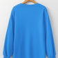 Sky Blue Solid Color Drop Shoulder Long Sleeve Basic Sweatshirt