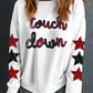 Beige Sequined Touch Down Graphic Star Drop Shoulder Sweatshirt