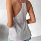 Halter Backless Contrast Binding Sequins Top