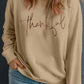 Apricot thankful Embroidered Crew Neck Plus Size Sweatshirt