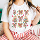 White Christmas Tree Bow Knot Print Round Neck T Shirt