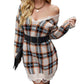 Beige-Womens-Knitted-Dress-Winter-V-Neck-Plaid-Long-Knitted-Dress-K579