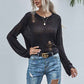 Black-Womens-Long-Sleeve-Oversized-Pullover-Sweaters-See-Through-Crochet-Crop-Tops-K353Front-2