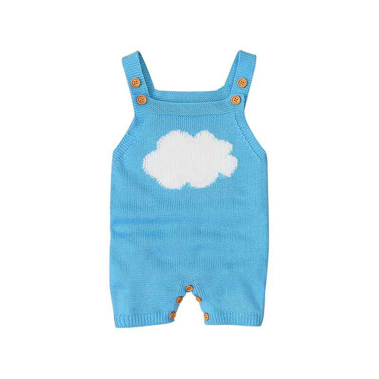 Blue-Baby-Girl-Boy-white-cloud-pattern-Romper-Sleeveless-Knitted-Bodysuit-Jumpsuit-A013-Front