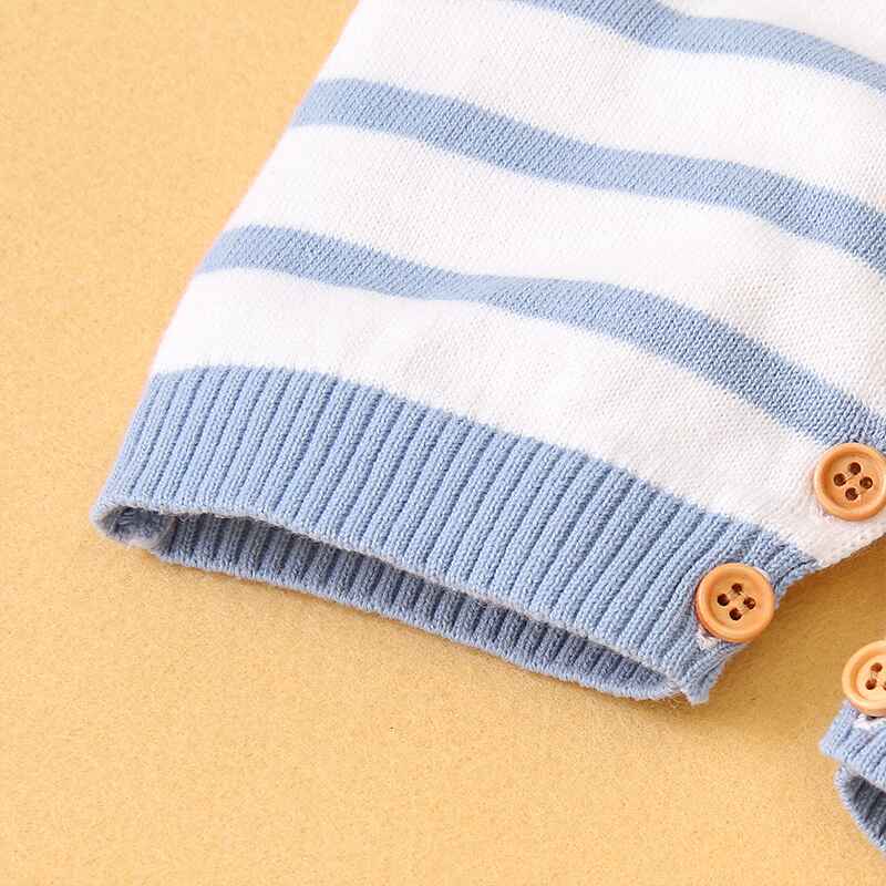 Blue-Newborn-Baby-Boy-Girls-Knitted-Short-Sleeve-Striped-Bodysuit-Lapel-Jumpsuit-Jumpsuit-Set-Short-Sleeve-A019-Foot-Width