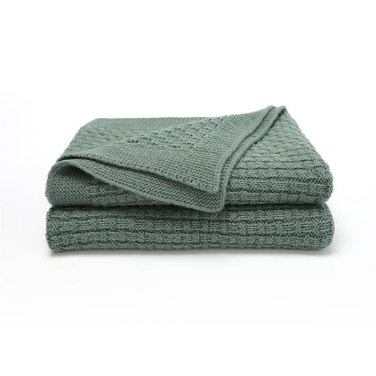 Dark-Green-Cotton-Baby-Blanket-Waffle-Knit-Toddler-Blankets-Soft-Warm-Breathable-Nursery-Swaddling-Blankets-for-Girls-and-Boys-A038