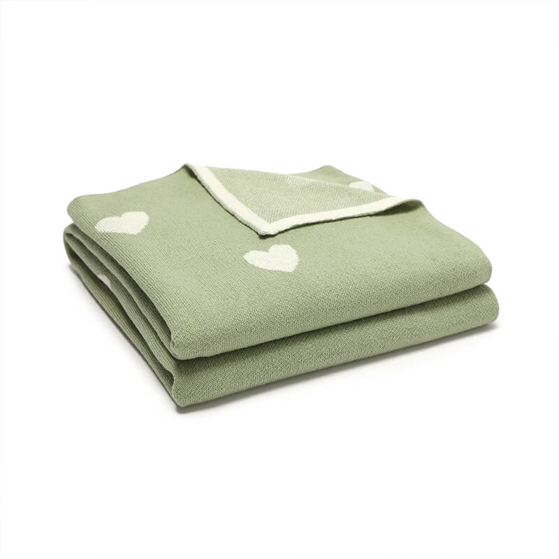 Green-Baby-Blanket-Cotton-Knit-Soft-Cozy-Newborn-Boy-Girls-Swaddle-Receiving-Blanket-Hearts-Knitted-Blanket-A042