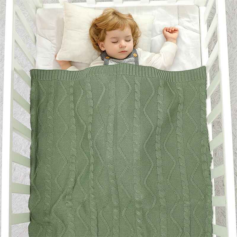 Green-Cable-Knit-Toddler-Blanket-Super-Soft-Warm-Breathable-Baby-Blanket-for-Crib-Stroller-Nursery-Travel-Newborn-A049-Scenes-6