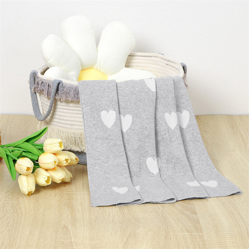 Grey-Baby-Blanket-Cotton-Knit-Soft-Cozy-Newborn-Boy-Girls-Swaddle-Receiving-Blanket-Hearts-Knitted-Blanket-A042-Scenes-4