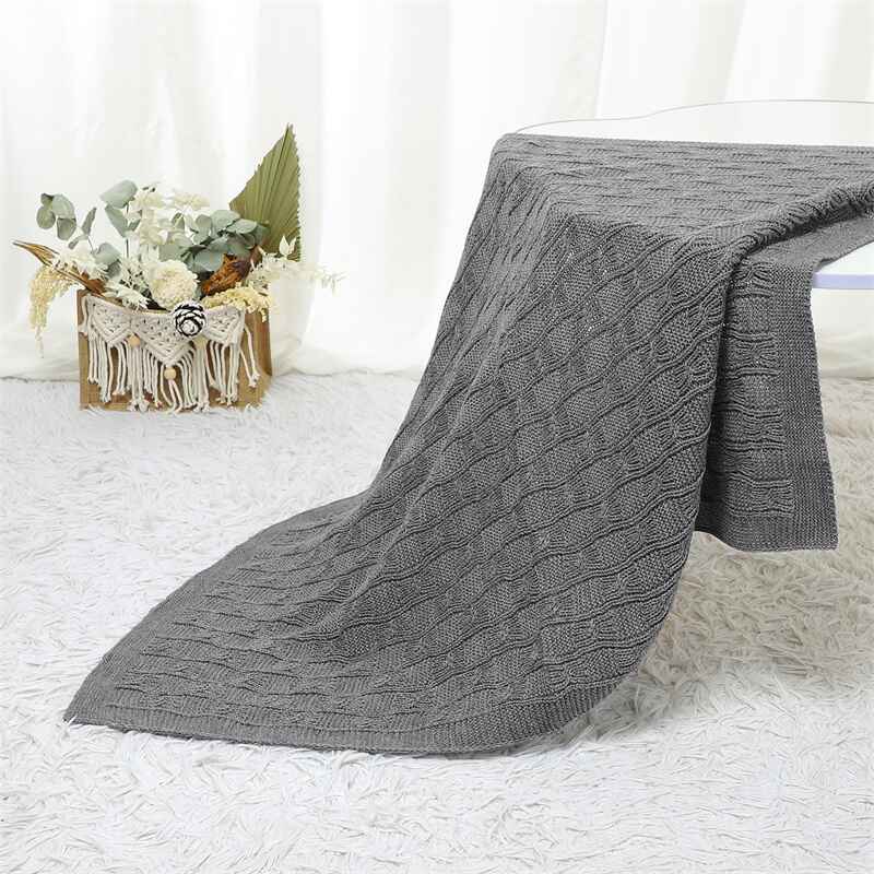     Grey-Baby-Blankets-Neutral-Cotton-Knit-Blanket-Safe-Crochet-Newborn-Swaddle-for-Crib-Stroller-Boy-Girls-A073-Scenes-5