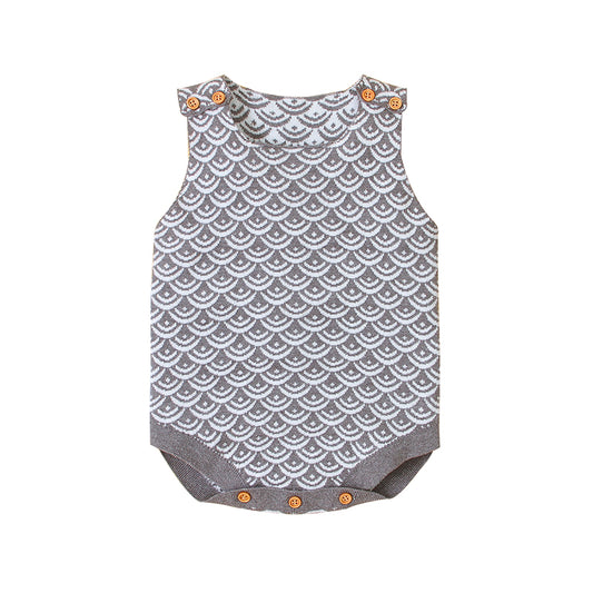 Baby girl baby boy wave pattern jumpsuit sleeveless knitted jumpsuit A010