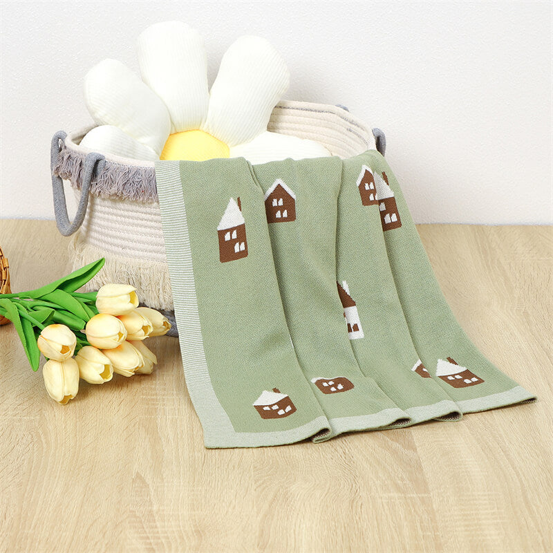 Light-Green-100_-Cotton-Baby-Blanket-Knit-Soft-Cozy-Swaddle-Receiving-Blankets-Toddler-Infant-Blanket-with-Lovely-House-A044-Scenes-4