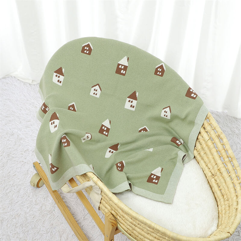 Light-Green-100_-Cotton-Baby-Blanket-Knit-Soft-Cozy-Swaddle-Receiving-Blankets-Toddler-Infant-Blanket-with-Lovely-House-A044-Scenes-6