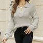 Light-Grey-Womens-Fall-Lapel-Collar-V-Neck-Long-Sleeve-Ribbed-Knit-Comfy-Pullover-Sweater-Jumper-Top-K595