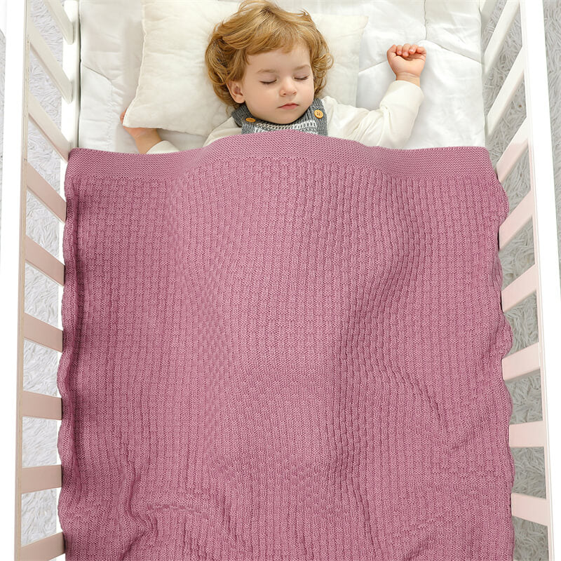     Pink-Cotton-Baby-Blanket-Waffle-Knit-Toddler-Blankets-Soft-Warm-Breathable-Nursery-Swaddling-Blankets-for-Girls-and-Boys-A038-Scenes-2